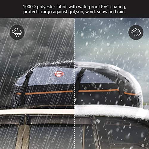 Car Rooftop Cargo Carrier Roof Bag, 20 Cubic Feet Waterproof Roof Top Cargo Carrier for All Cars with Without Luggage Rack, Soft Shell Roof Cargo Box with Anti-Slip Mat, Door Hook, Strap & Storage Bag - Image 5