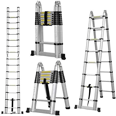 ZhanGe 5m (16.5Ft) Foldable Telescoping Extension Style Ladder Folding Design,Aluminum Lightweight Ladder,Compact Ladder, Expandable Retractable Ladder, En131 150KG Load - Image 2