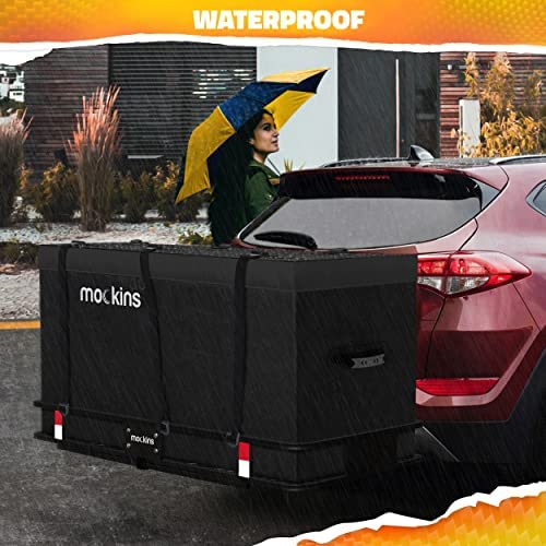 Mockins 60x24x6 XL Folding Cargo Carrier Hitch Mount 500lb Capacity Hitch Rack & Waterproof Cargo Bag Straps,Locks,Net,Stabilizer Trailer Hitch Cargo Carrier | Hitch Mount Cargo Carrier Cargo Trailer - Image 9