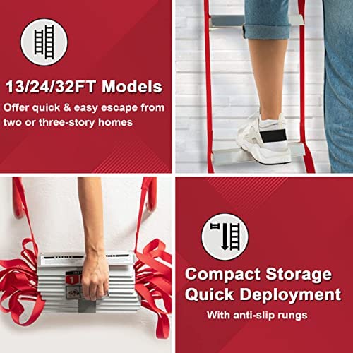 GIZMIT Retractable Fire Escape Ladder 2-6 Story Homes, Portable Emergency Fire Ladder with Wide Aluminum Steps for Adults and Kids Window Exit,10M/32FT - Image 8