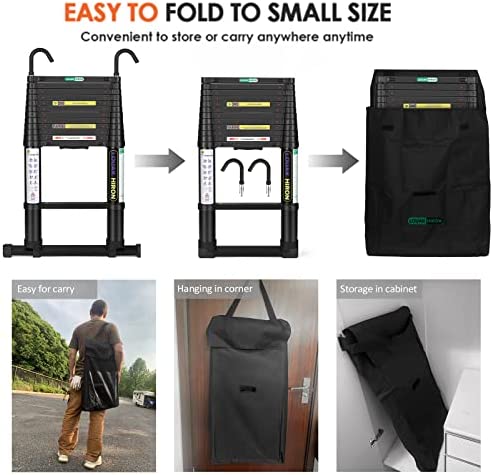 Telescoping Ladder 15 FT for Home Aluminum Extension Folding Ladder RV Attic Ladder 330 Pound Capacity (Semi-Automatic Retraction) - Image 3