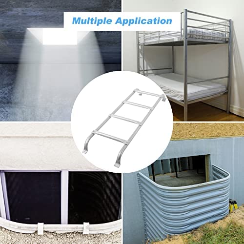 HomiShare Egress Ladder 4-Step Basement Egress Ladder, 400LBS Load Capacity Metal Basement Ladder, 53"x15.5"(LxW) Egress Window Ladder with Silver Polished Surface Use for Egress Window Well - Image 10