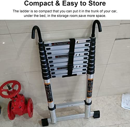 MAGJI Telescoping Ladder 4m/6m/7m Telescopic Ladder with Detachable Hooks, Lightweight Portable Telescoping Ladder for Climbing/Decorating/Painting, 330 Lb Capacity (Size : 5.5m/18ft) - Image 8