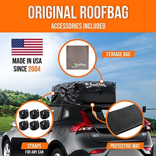 RoofBag Car Rooftop Cargo Carrier 17 Cubic, Waterproof Roof Bag Top Luggage Storage Carriers for Any Car with/Without Rack Cross Bar Including Anti-Slip Mat + 8 Strong Nylon Straps + Storage Bag - Image 3