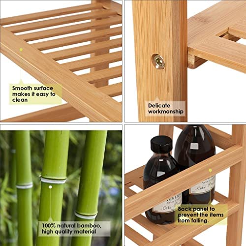 n/a Ladder Bookshelf, 4-Tier Bamboo Ladder Shelf Bookcase Freestanding Bathroom Shelves Plant Stand, Storage Rack (Color : White, Size : 80 * 29.5 * 93cm) - Image 6
