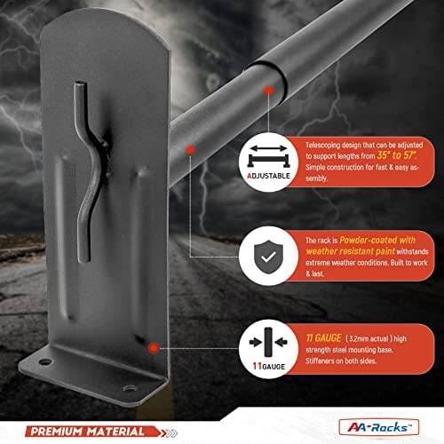 AA-Racks Model DX36 Universal Pickup Truck Cap & Topper 3 Bar Ladder Roof Van Rack System Adjustable Steel Cross Bars - Sandy Black - Image 6