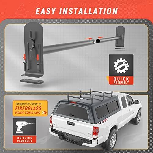 AA-Racks Model DX36 Universal Pickup Truck Cap & Topper 3 Bar Ladder Roof Van Rack System Adjustable Steel Cross Bars - Sandy Black - Image 5