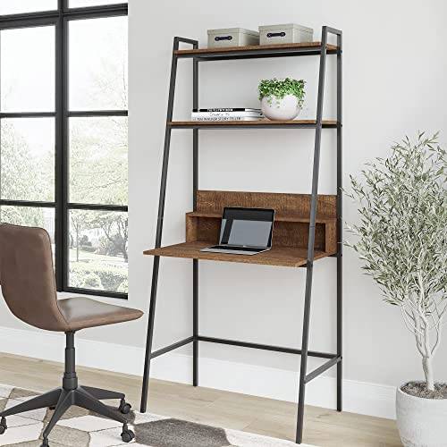 VIFAH District Indoor Metal 2-Tier Ladder w/Desk, 33 x 19.5 x 71, Walnut - Image 3
