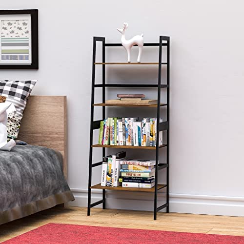 WTZ Book Shelf, Brown Bookshelf, Ladder Bookcase, 4 Tier Tall Book case for Bedroom, Living Room, Office MC-801 - Image 9