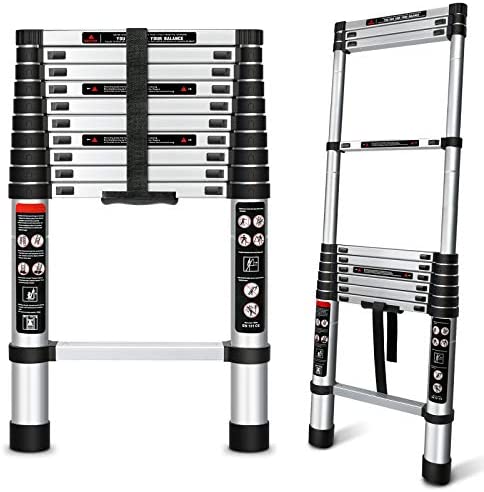 Augtarlion Aluminum Telescoping Ladder 10.5 FT, Collapsible Extension Ladder with Locking Mechanism, Portable Telescopic RV Ladder, Compact Ladder for Home Or Outdoor Work, Heavy Duty 330lbs Capacity - Image 2