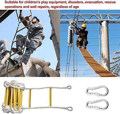 DMUNIZ Ladders,Emergency Fire Escape Rope Ladder for 3-4 Story Homes Safety Ladders with Safety Harness for Kids/Children and Adults Escape from Window/30M - Image 3