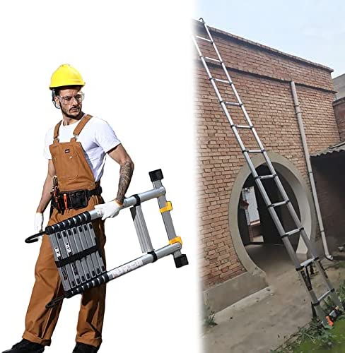 MAGJI Telescoping Ladder 4m/6m/7m Telescopic Ladder with Detachable Hooks, Lightweight Portable Telescoping Ladder for Climbing/Decorating/Painting, 330 Lb Capacity (Size : 5.5m/18ft) - Image 2