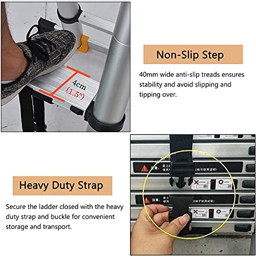 Telescoping Telescopic extension portable - Collap Aluminum Telescopic Extension Ladders 16ft/ 20ft/ 24 Feet/ 28 Feet, Professional Folding Telescoping Ladder with Hooks for Roof Top Tent & Home Loft, - Image 9