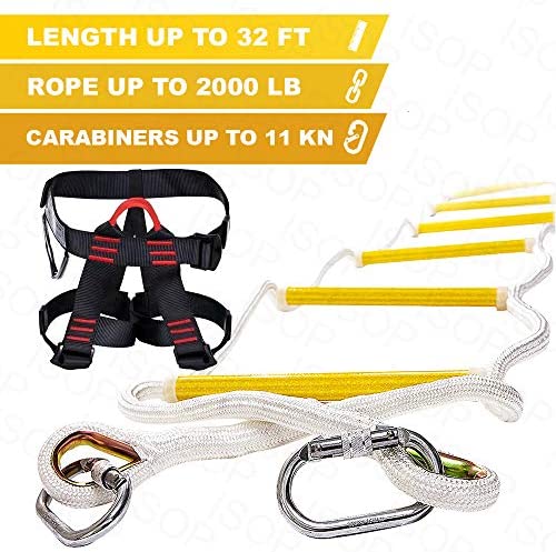 ISOP Fire Evacuation Rope Ladder 32ft (10m) with Fall Arrest System & Spring Hooks - Rescue Ladders for 4-5 Story Homes - Innovative Solution - Image 5
