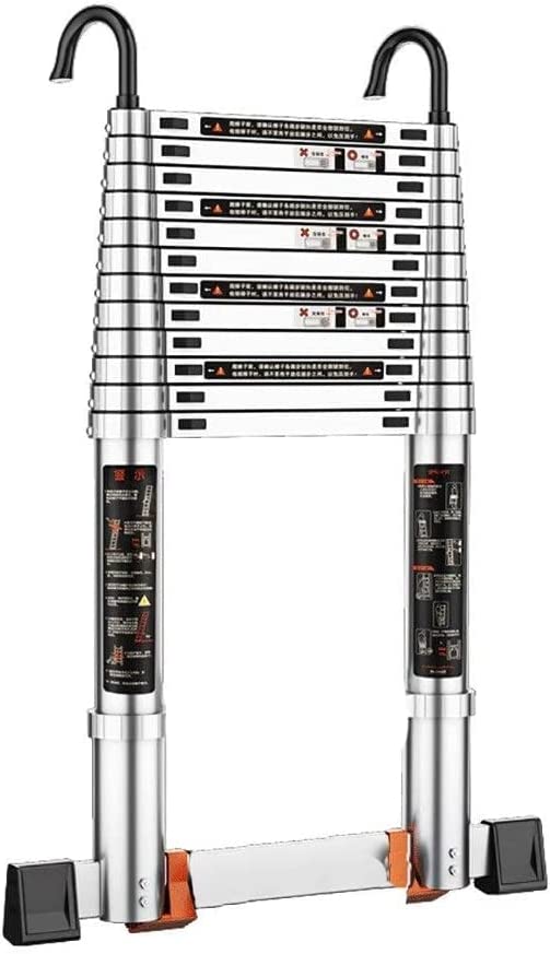 COTCLO Telescoping Ladder Telescopic Straight Ladder with Roof Hook Extendable Ladders Multiple Heights Folding Steps Multipurpose Ladder (Size : 1.8M) - Image 2