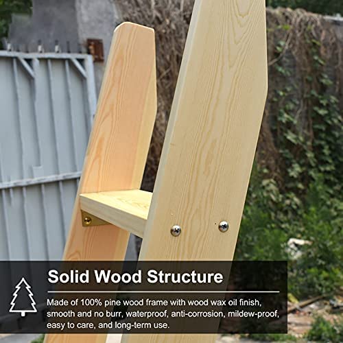 Bunk Bed Ladder 5 Step Wooden Bunk Bed Ladder 150cm (59") - Heavy Duty RV Loft Stair Hanging Ladder with Hook Bracket & Non-Slip Feet, Load 150 Kg / 330lbs - Image 5