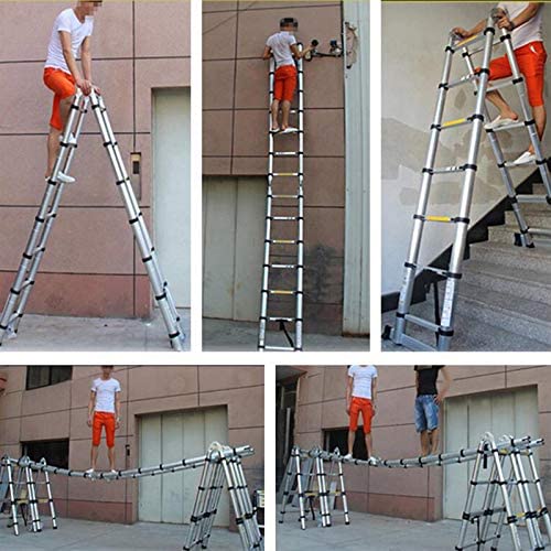 ZhanGe 5m (16.5Ft) Foldable Telescoping Extension Style Ladder Folding Design,Aluminum Lightweight Ladder,Compact Ladder, Expandable Retractable Ladder, En131 150KG Load - Image 8