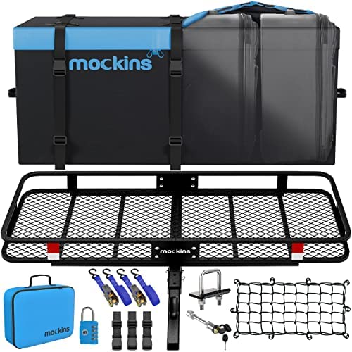 Mockins 60"x24"x6" XL Heavy Duty Trailer Hitch Cargo Carrier Hitch Mount |500lb Cap. Folding Receiver Hitch Cargo Rack w/Waterproof 25 Cu Hitch Cargo Carrier Bag |Fits 2" Cargo Hitch Receiver - Image 2