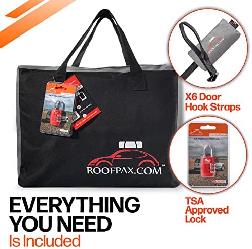 RoofPax 23 cft. Extra Waterproof Rooftop Cargo Carrier Bag, Double Weatherproof Zippers, Integrated Mat, 10 Heavy-Duty Tie-Down Straps fit Cars with/Without a Rack or Side Rails, Safety Hooks Included - Image 7