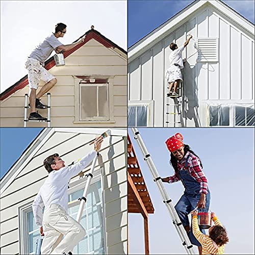 MAGJI Telescoping Ladder 4m/6m/7m Telescopic Ladder with Detachable Hooks, Lightweight Portable Telescoping Ladder for Climbing/Decorating/Painting, 330 Lb Capacity (Size : 5.5m/18ft) - Image 3