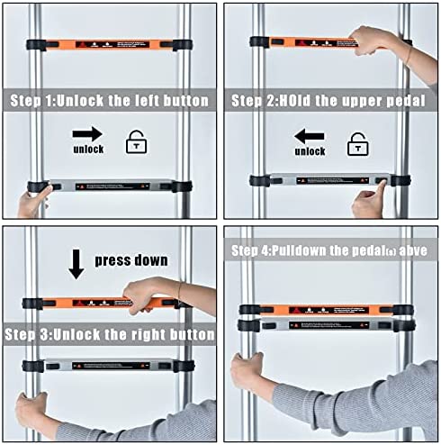 ALPURLAD Telescoping Ladder 18.5 FT Lightweight Aluminum Extension Ladder with Stable Support Easy Retraction Anti-Slip Collapsible Ladder for Home Roof Multi-Purpose Ladder 330lbs Capacity - Image 6