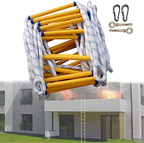 Rescue Household Rope Ladder Abrasion Resistant Anti-Slip Soft Ladder Outdoor Climbing Safety Escape Devices Reusable Fire Escape Ladders Weight Capacity Up to 420KG,50m/164ft - Image 2