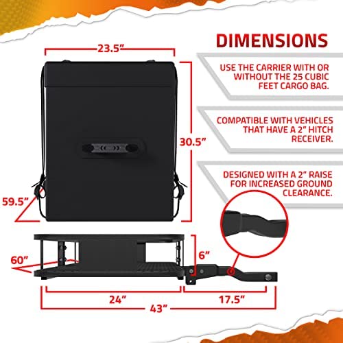 Mockins 60x24x6 XL Folding Cargo Carrier Hitch Mount 500lb Capacity Hitch Rack & Waterproof Cargo Bag Straps,Locks,Net,Stabilizer Trailer Hitch Cargo Carrier | Hitch Mount Cargo Carrier Cargo Trailer - Image 8