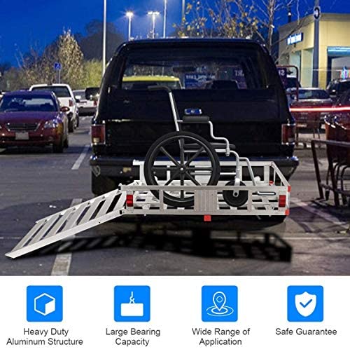 Goplus Aluminum Cargo Carrier, 50" x 29.5" Hitch Mounted Wheelchair Scooter Mobility Carrier Medical Lift Rack Ramp, 500 lbs Weight Capacity - Image 5