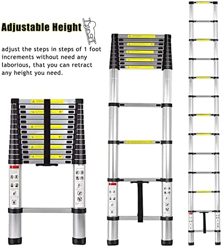 Telescoping Ladder 15FT, ARCHOM Aluminum Telescopic Ladder, Portable Lightweight Ladder for Easy to Use and Carry, Compact Collapsible Ladder for Roof Attic Outdoor with EN131 Standard, 330lbs Load - Image 3