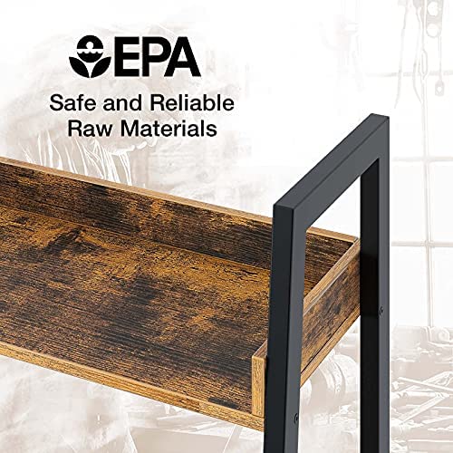 Rolanstar Bookshelf with Drawers, 4 Tier Ladder Bookshelf, Industrial Bookcases, Freestanding Display Plant Shelves with Metal Frame for Living Room, Small Space, Rustic Brown - Image 7