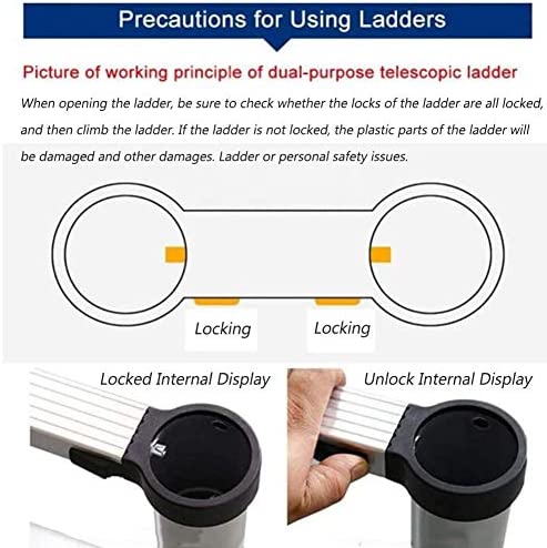 Vvlo Gardening Courtyard 85Ft/95Ft/105Ft/125Ft/155Ft/165Ft/20Ft/23Ft/26Ft Tallest Telescoping Ladder, Foldable Extension Ladder with Whe (Size : 2.6m/8.5FT) - Image 7