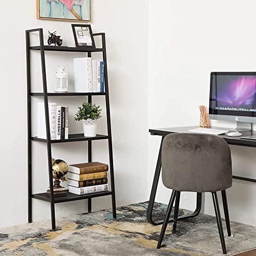 AuFox 4-Tier Metal Ladder Shelf, Multifunctional Bookshelf Ladder-Shaped Plant Flower Stand Organizer Rack Storage Shelves for Living Room, Black - Image 9