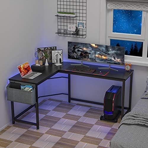 Homfio L Shaped Desk 58’’ Computer Corner Desk Gaming Desk PC Table Writing Desk Large L Study Desk Home Office Workstation Modern Simple Multi-Usage Desk with Storage Bag Space-Saving Wooden Table - Image 7