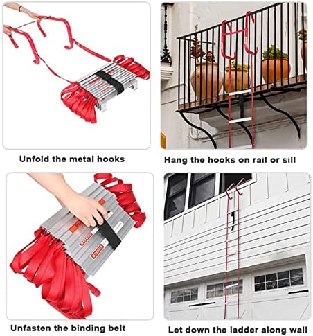 GIZMIT Retractable Fire Escape Ladder 2-6 Story Homes, Portable Emergency Fire Ladder with Wide Aluminum Steps for Adults and Kids Window Exit,10M/32FT - Image 7