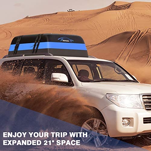 Vetoos 21 Cubic Feet Car Rooftop Cargo Carrier Bag, Soft Roof Top Luggage Bag for All Vechicles SUV with/Without Racks - Waterproof Zip, Anti-Tear 900D PVC, with Storage Bag & Anti-Slip Mat - Image 8