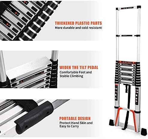 ALPURLAD Telescoping Ladder 16.5 FT Lightweight Aluminum Extension Ladder with Stable Support Easy Retraction Anti-Slip Collapsible Ladder for Home Roof Multi-Purpose Ladder 330lbs Capacity - Image 4