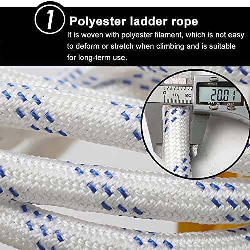 QWEASDF Rope Ladder, Emergency Fire Escape Rope Ladder, Flame Resistant Safety Evacuation Ladder, Non-Slip, Fast to Deploy, Easy to Use, Easy to Store, Home Safety Necessities,50m/164.04ft - Image 3