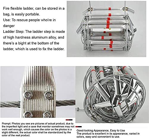 TGHY Emergency Fire Escape Ladder with Hooks Aluminum Alloy Safety Rope Ladder 7 Story High-Altitude Work Safety Ladder Fast to Deploy Easy to Use Weight Capacity up to 1102 Pounds - Image 4