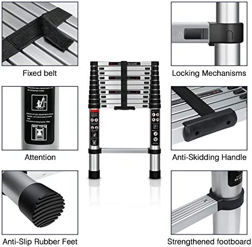 Augtarlion Aluminum Telescoping Ladder 10.5 FT, Collapsible Extension Ladder with Locking Mechanism, Portable Telescopic RV Ladder, Compact Ladder for Home Or Outdoor Work, Heavy Duty 330lbs Capacity - Image 5