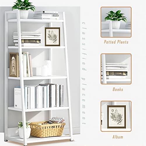 IOTXY 5 Tier Open Bookshelf - Steel and Wood Display Stand, 50CM Width Floor-Standing Bookcase, White - Image 4