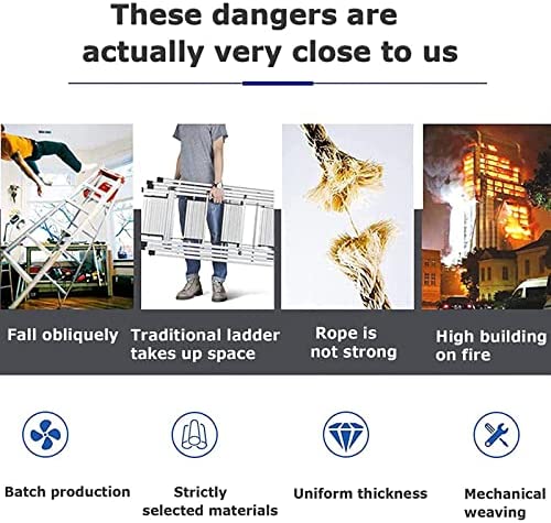 Rescue Household Rope Ladder Abrasion Resistant Anti-Slip Soft Ladder Outdoor Climbing Safety Escape Devices Reusable Fire Escape Ladders Weight Capacity Up to 420KG,50m/164ft - Image 7