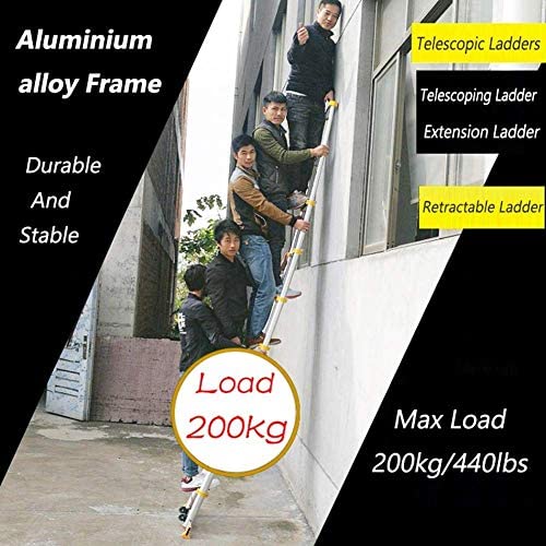 Vvlo Gardening Courtyard 85Ft/95Ft/105Ft/125Ft/155Ft/165Ft/20Ft/23Ft/26Ft Tallest Telescoping Ladder, Foldable Extension Ladder with Whe (Size : 2.6m/8.5FT) - Image 8