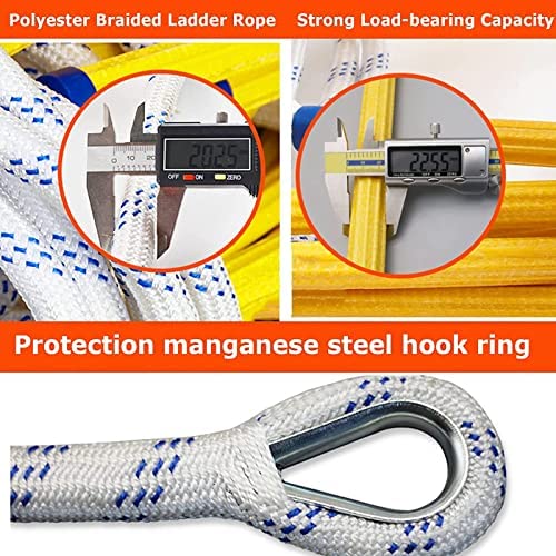 Rescue Household Rope Ladder Abrasion Resistant Anti-Slip Soft Ladder Outdoor Climbing Safety Escape Devices Reusable Fire Escape Ladders Weight Capacity Up to 420KG,50m/164ft - Image 4