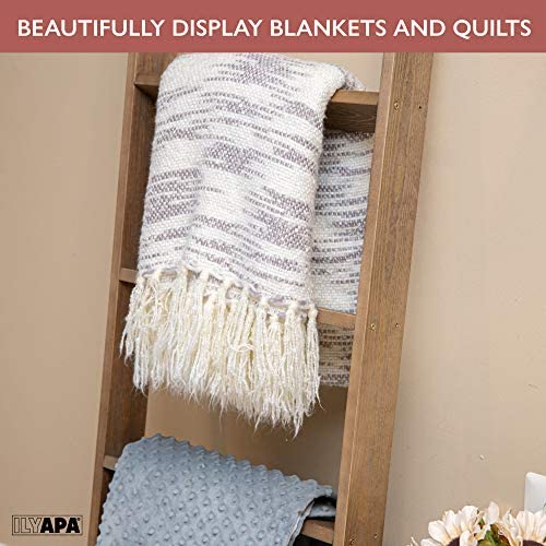 Ilyapa Blanket Ladder for The Living Room - Rustic Decorative Quilt Ladder, Barnwood - Image 6