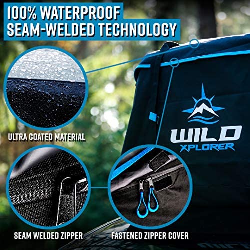 Car Rooftop Cargo Carrier Bag XXL: 6 Suitcase Universal Car Top Carrier Without Roof Rack - Car Topper Luggage Carrier Waterproof - Car Roof Bag - Luggage Rack SUV -6 Hooks,Mat,Storage Roof Cargo Bag - Image 4