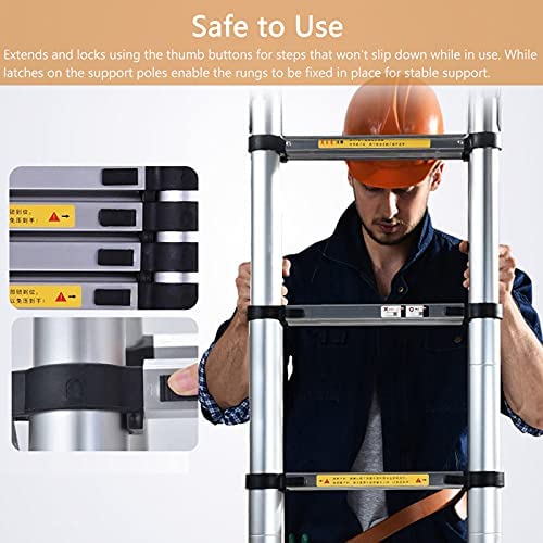 Telescoping Telescopic extension portable - Collap Aluminum Telescopic Extension Ladders 16ft/ 20ft/ 24 Feet/ 28 Feet, Professional Folding Telescoping Ladder with Hooks for Roof Top Tent & Home Loft, - Image 6