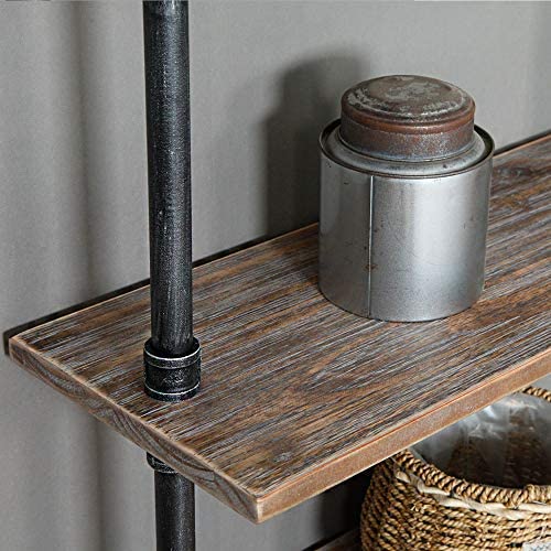 WGX Design For You Industrial 6-Tiers Modern Ladder Shelf Bookcase,Solid Wood Storage Shelf,Display Shelving, Wall Mounted Wood Shelves, Pipe Wood Shelves Bookshelf Vintage Wrought Iron Finish (Gray) - Image 6