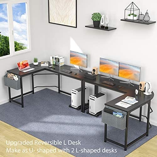 Homfio L Shaped Desk 58’’ Computer Corner Desk Gaming Desk PC Table Writing Desk Large L Study Desk Home Office Workstation Modern Simple Multi-Usage Desk with Storage Bag Space-Saving Wooden Table - Image 5