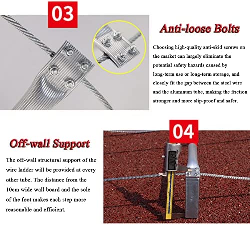 TOOJUN Fire Escape Ladder Adult Household Fire-Resistant High-Altitude Rescue Engineering Climbing Ladder Aluminum Alloy with Safety Harness,8m/26.2ft - Image 7