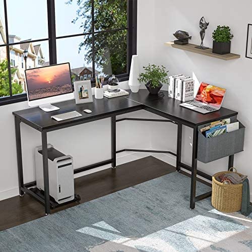 Homfio L Shaped Desk 58’’ Computer Corner Desk Gaming Desk PC Table Writing Desk Large L Study Desk Home Office Workstation Modern Simple Multi-Usage Desk with Storage Bag Space-Saving Wooden Table - Image 4